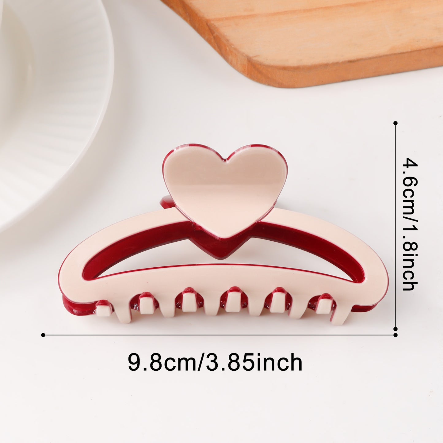 Valentine Heart Colorblock Hair Claw Clip for Women