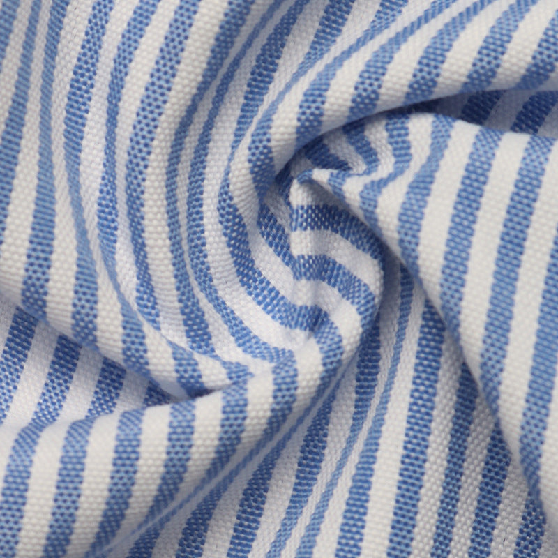 Embroidered Striped Ruffle Sleeve Button Down Blouse