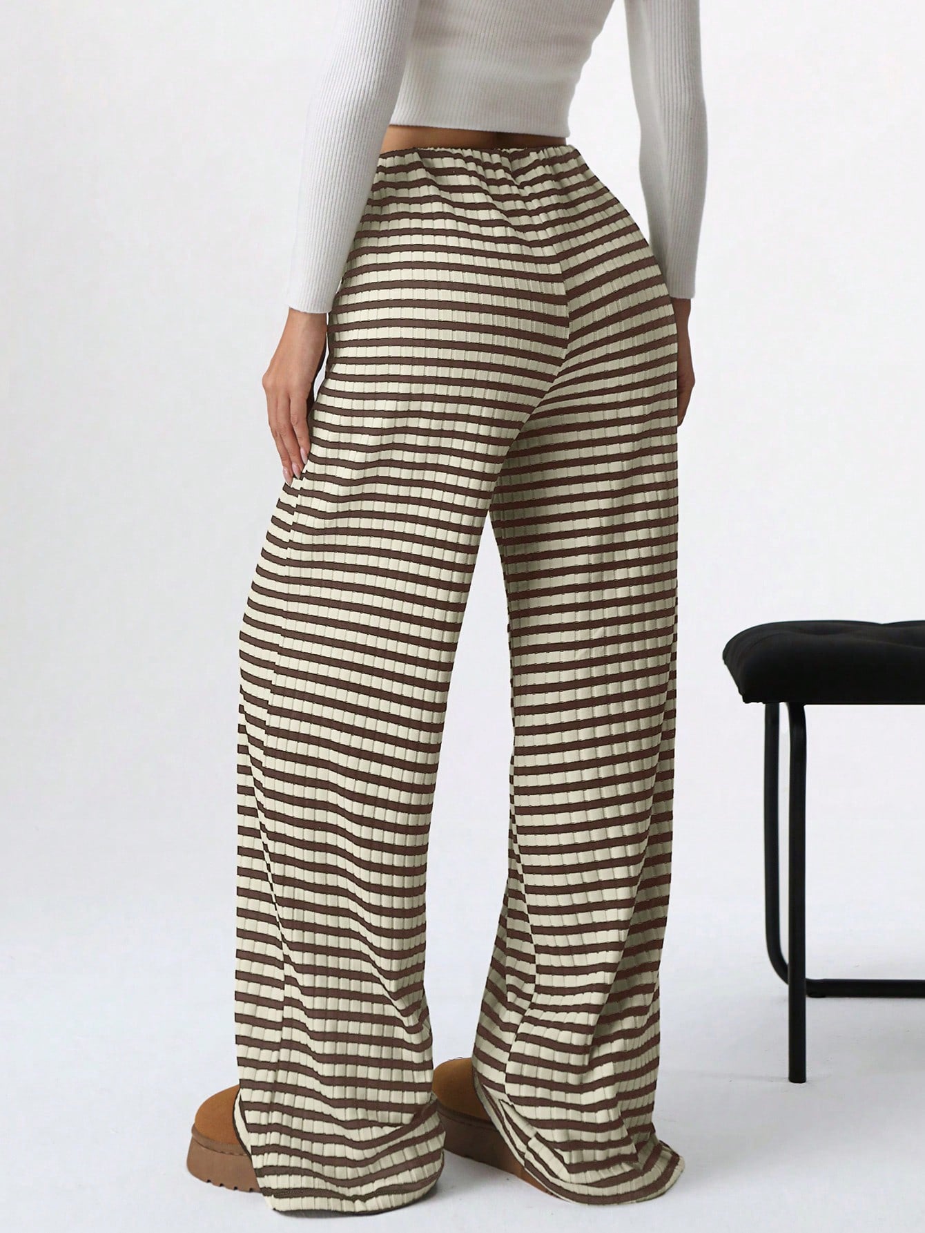 Women’s Striped Wide Leg Lounge Pants Drawstring Casual
