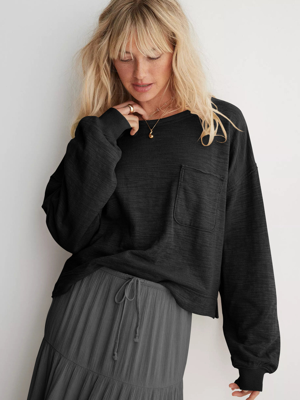 Womens Oversized Crewneck Streetwear Sweatshirt Top