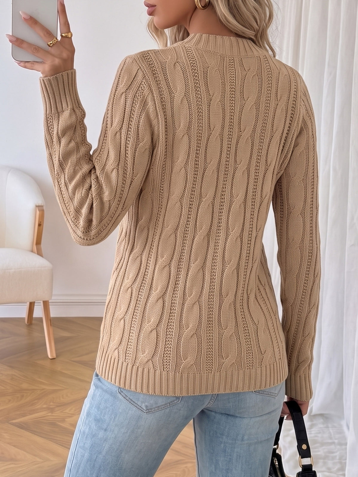 Women's Christmas Tree Snowflake Cable Knit Sweater