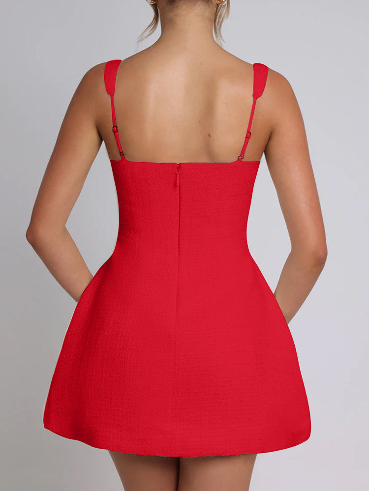 Spring 2025 Solid Color Halter Evening Women's Short Dresses