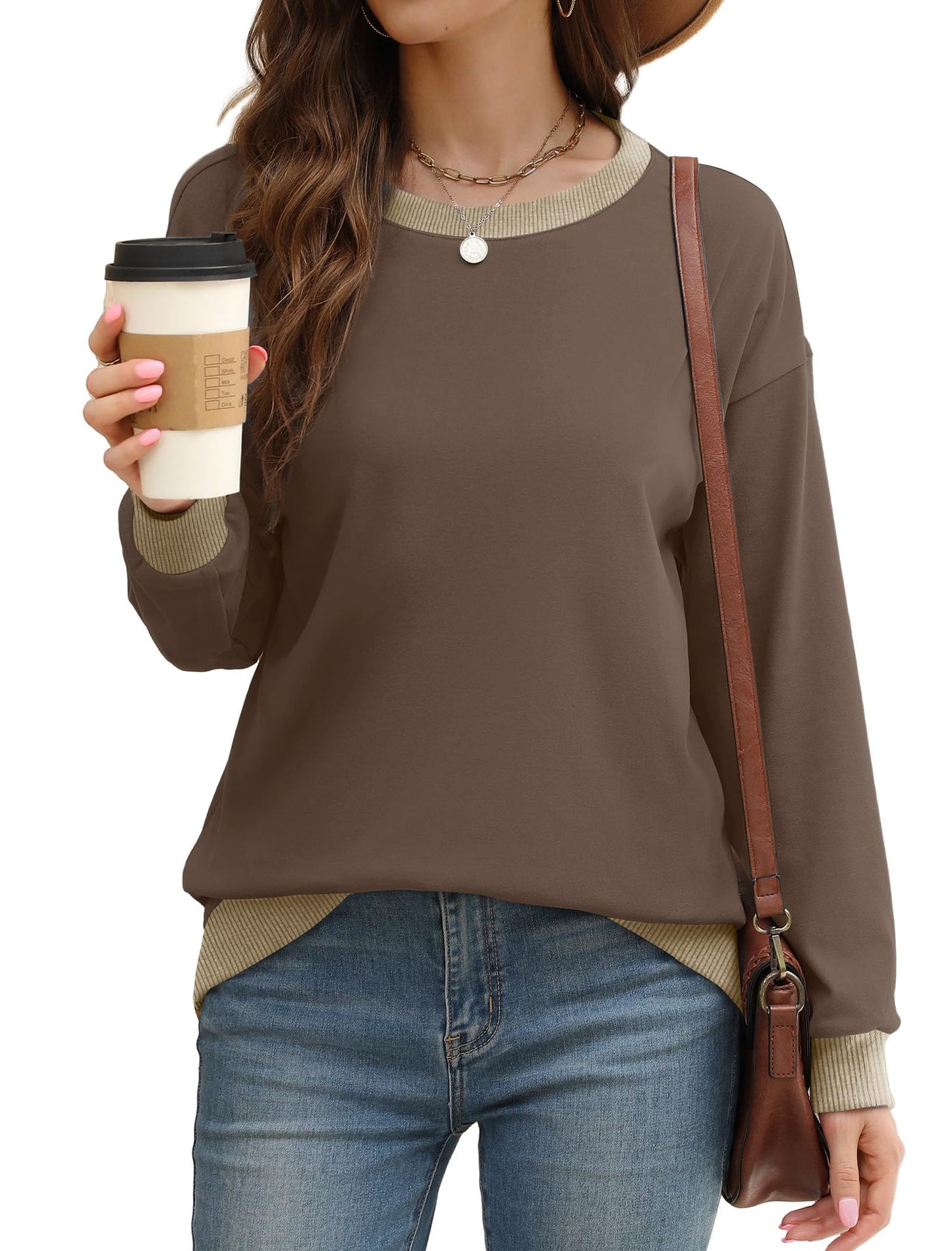 Women's Oversized Colorblock Crewneck Sweatshirt