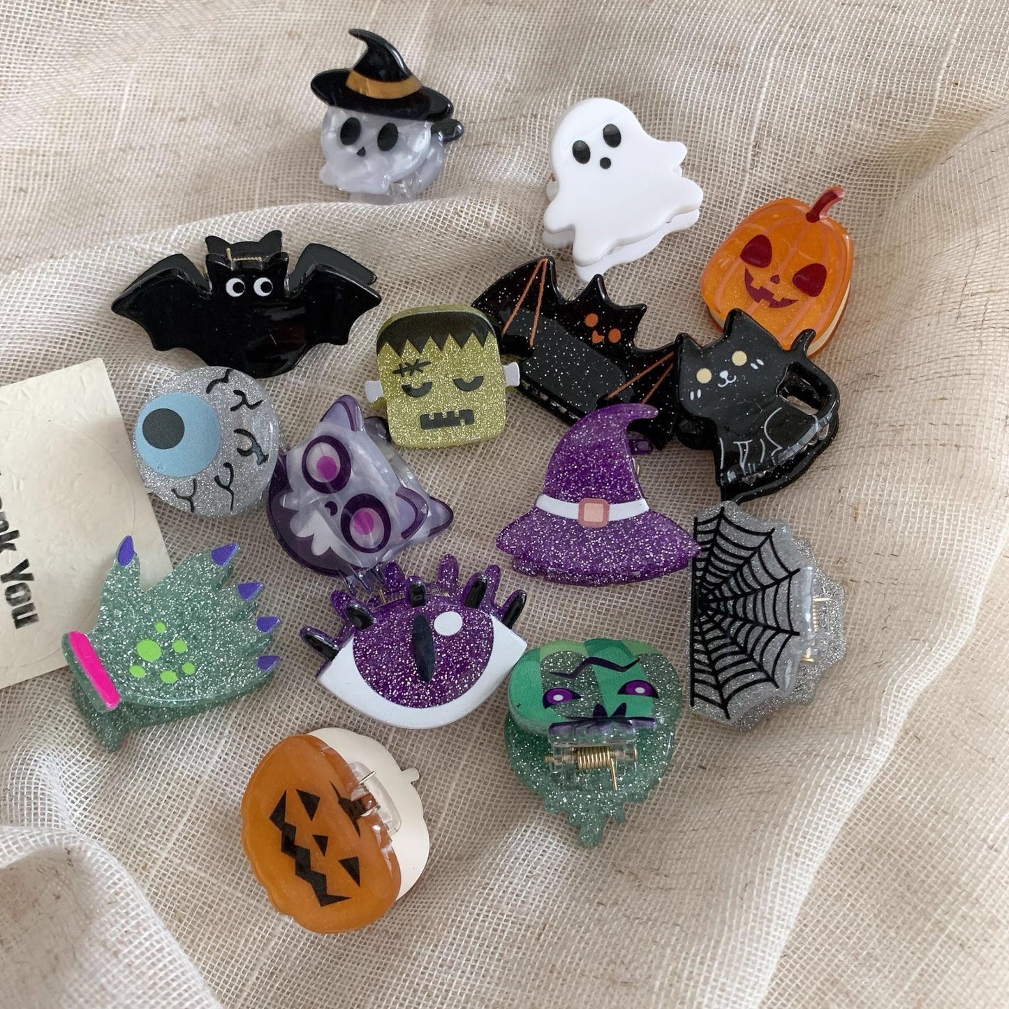 Halloween Mini Hair Claw Clips, Spooky Acrylic Styles