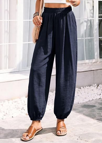 Women's High Waist Harem Pants Casual with Pockets