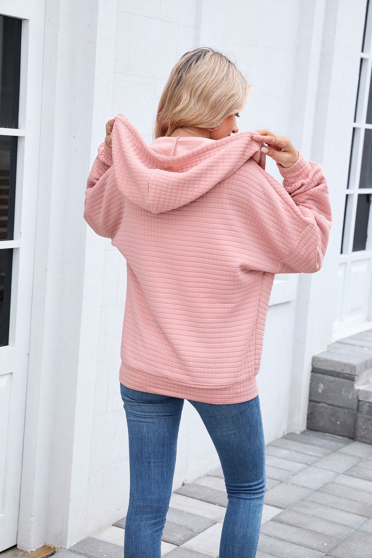 Quilted Zip-Up Hoodie Jacket | Casual Long Sleeve Sweatshirt