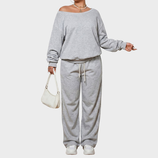 Solid Fleece Two Piece Set Oversized Lounge Casual Outfit