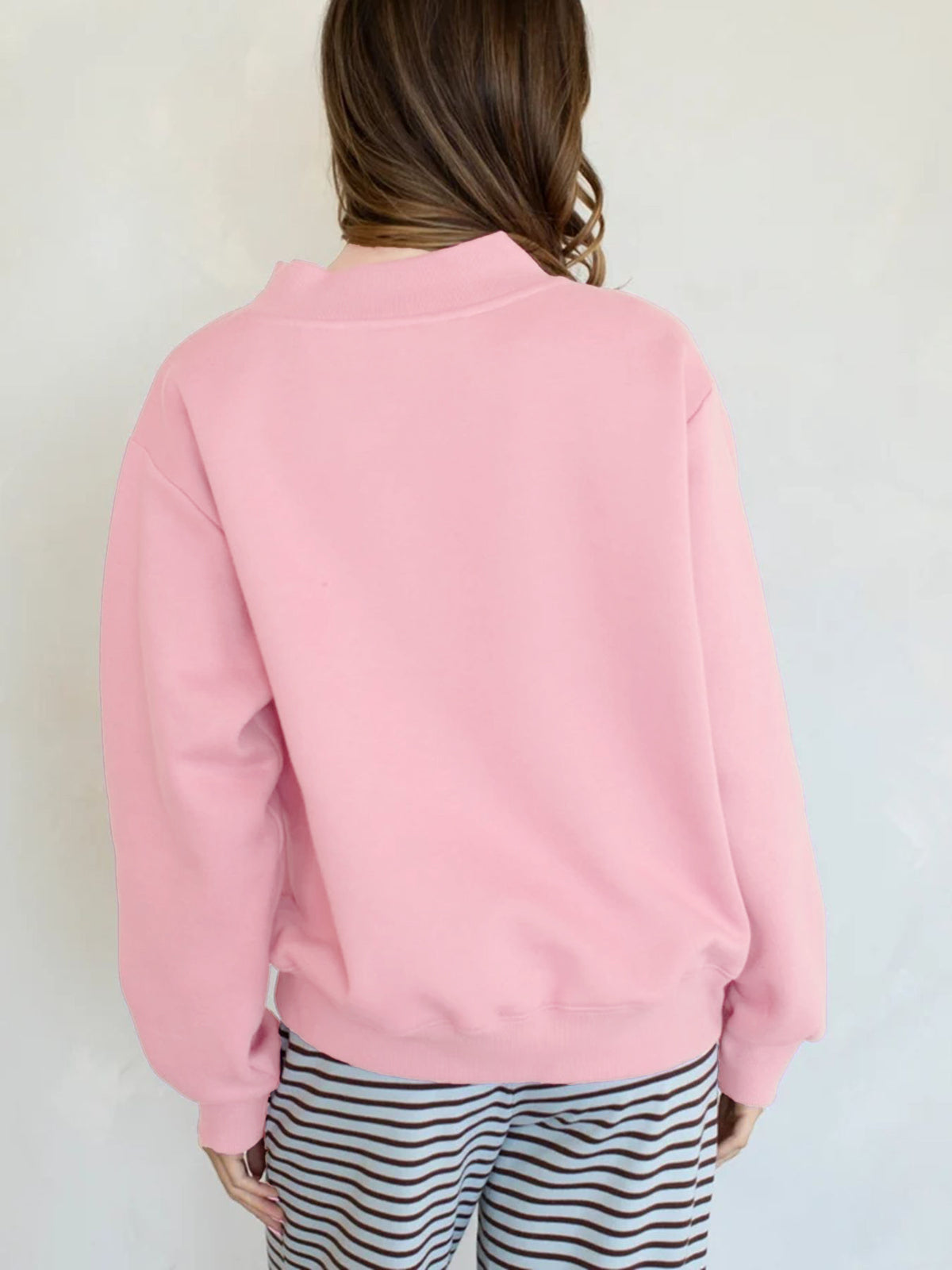 Women's Oversized Fleece Mock Neck Pullover Sweatshirt