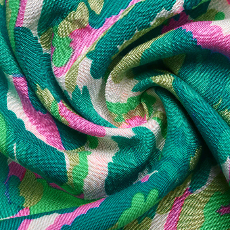 Abstract Cotton Maxi Dress Resort V Neck Tiered