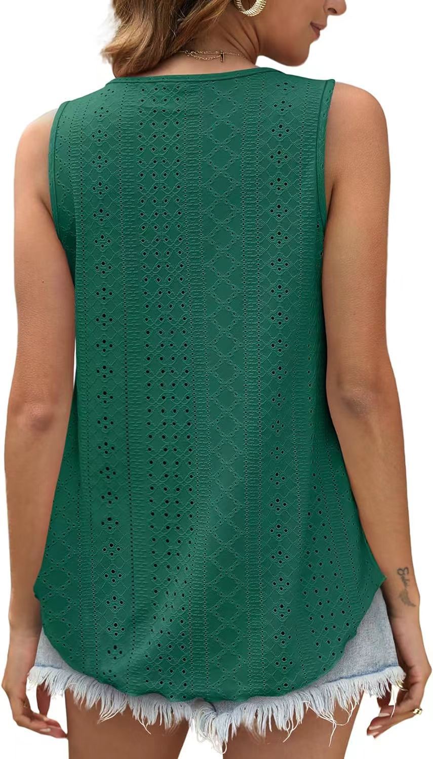 Women's Summer Loose Fit Round Neck Sleeveless Vest Top