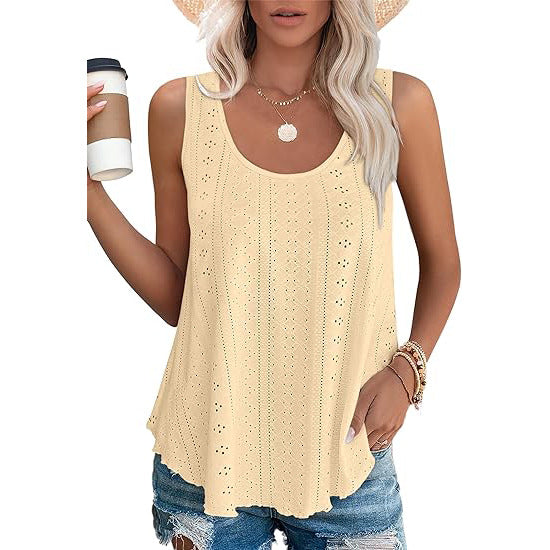 Women's Summer Loose Fit Round Neck Sleeveless Vest Top