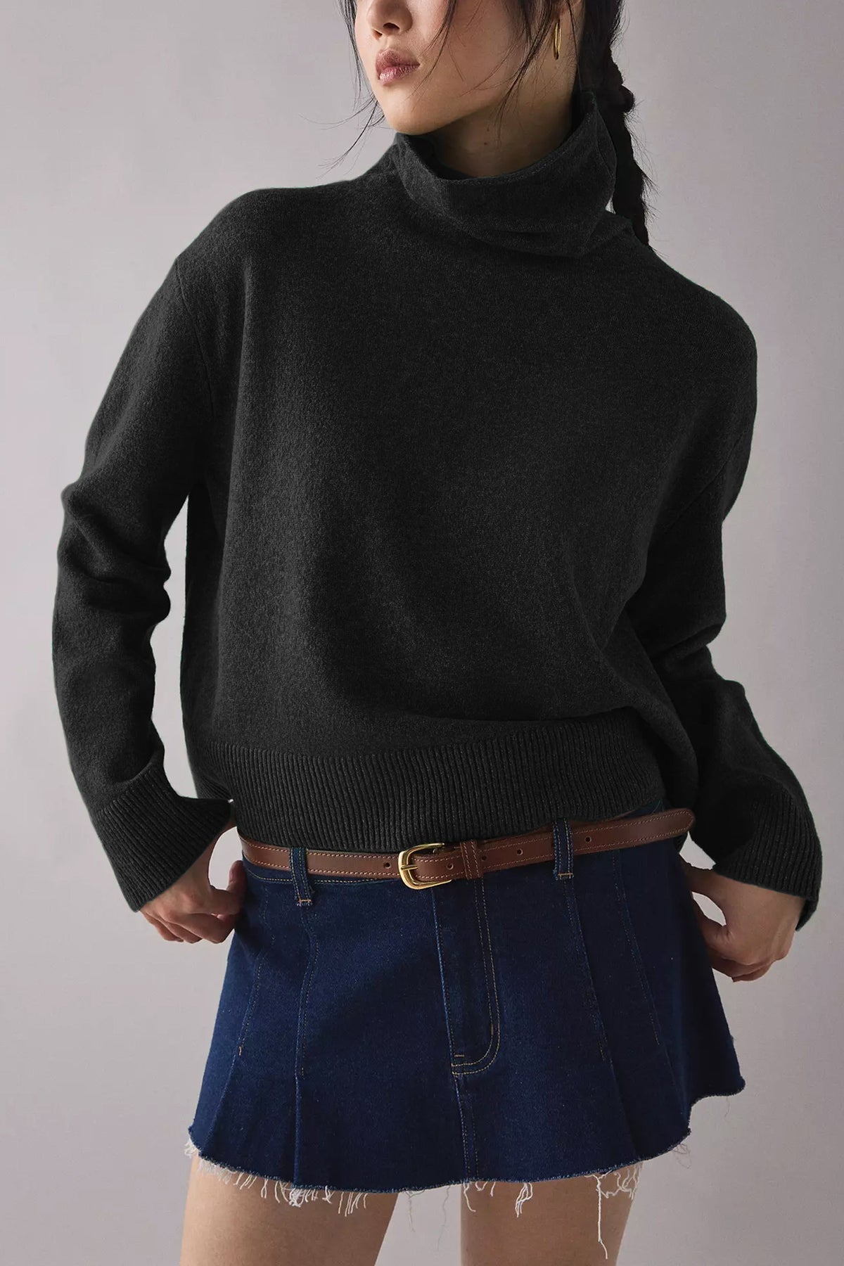 Women's Turtleneck Sweater Chunky Knit Pullover