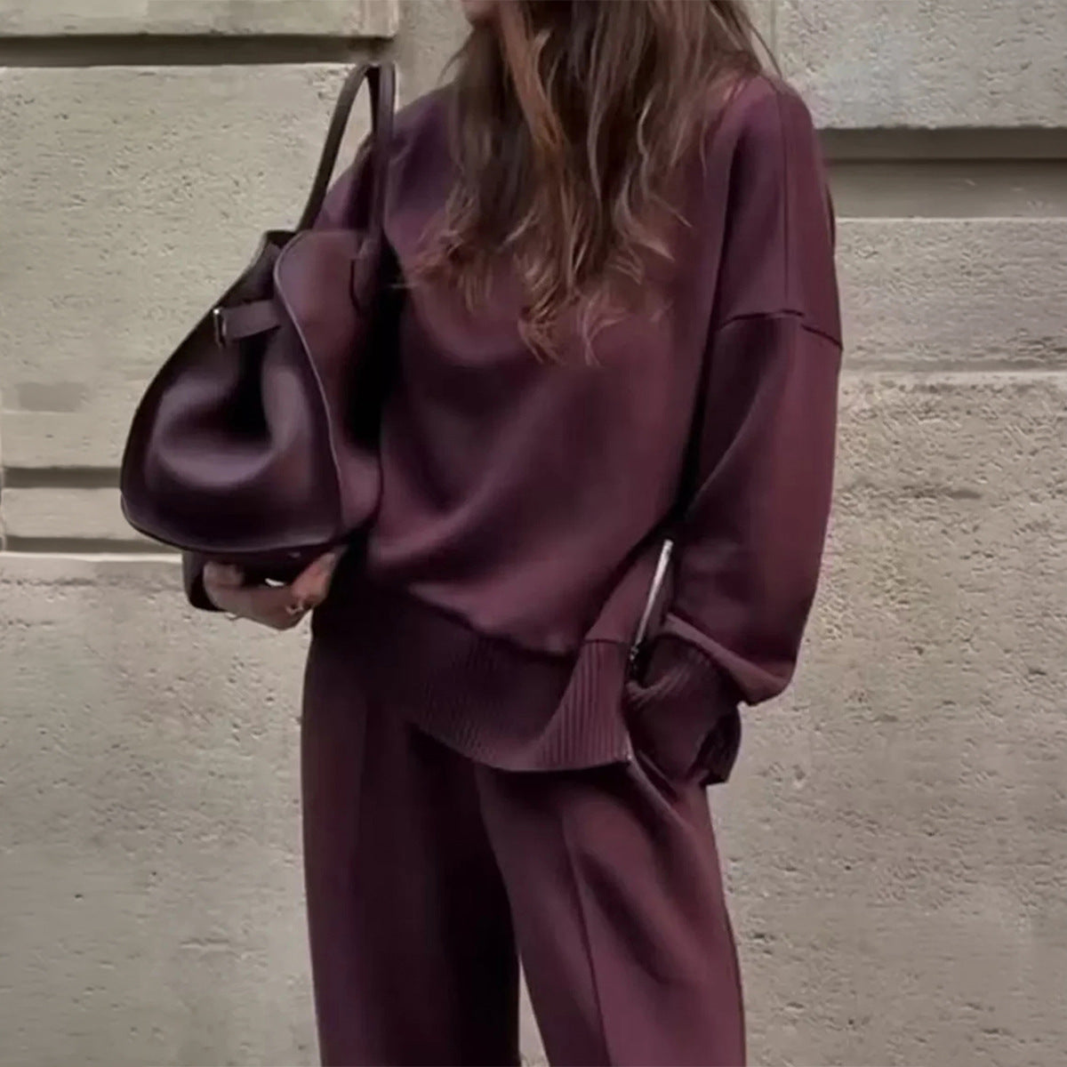 Women's Minimalist Turtleneck Wide Leg Pants Matching Set