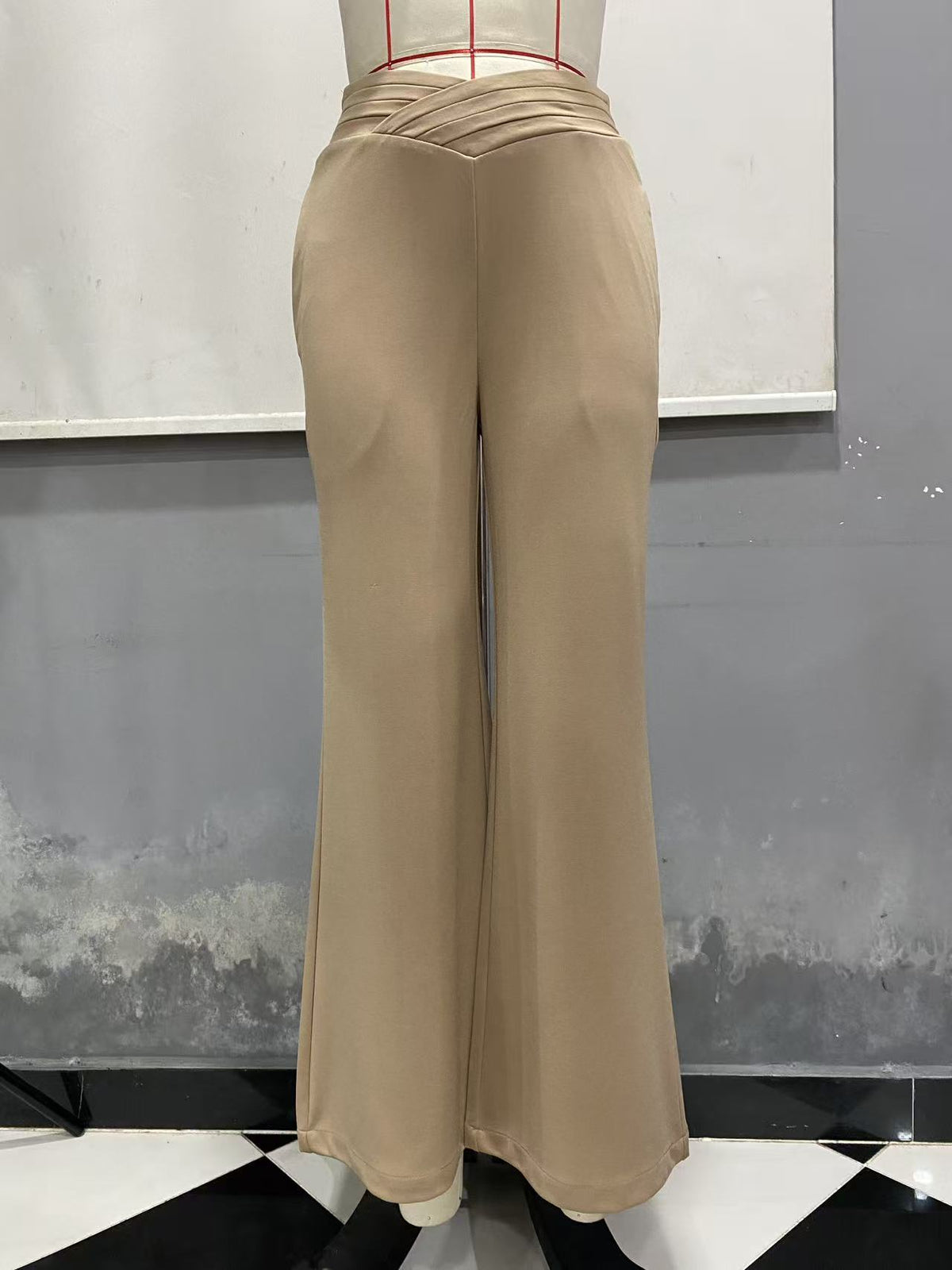 High Waisted Crossover Flare Pants Women Wide Leg Trousers