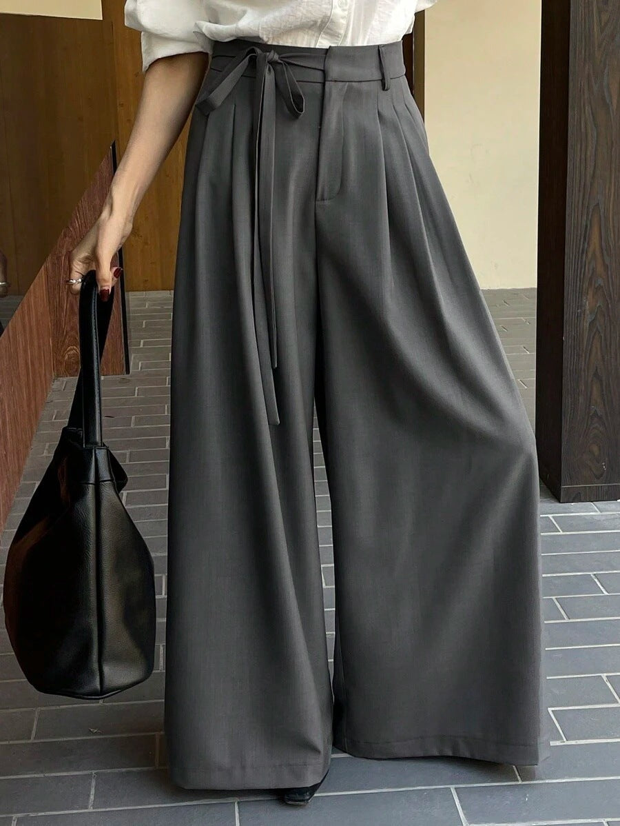 Women's Vintage Tie Waist Wide Leg Palazzo Pants