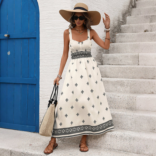 Womens Boho Maxi Dress Spaghetti Strap Vacation Dress