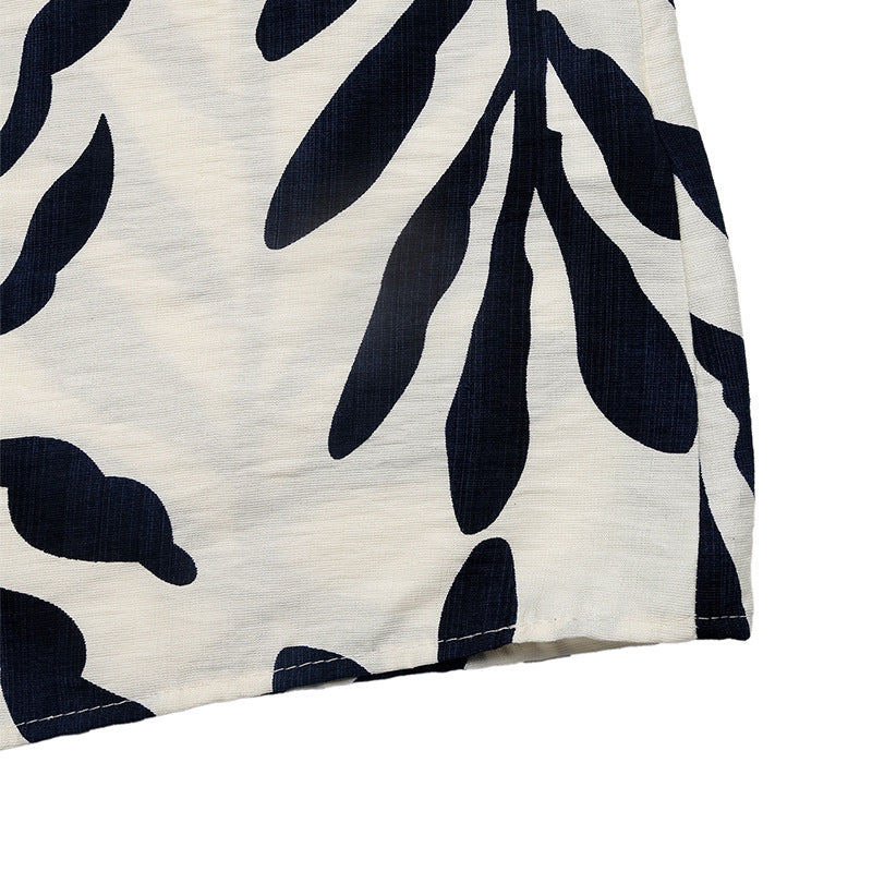 Boho Leaf Print Sleeveless Belted Maxi Dress Split