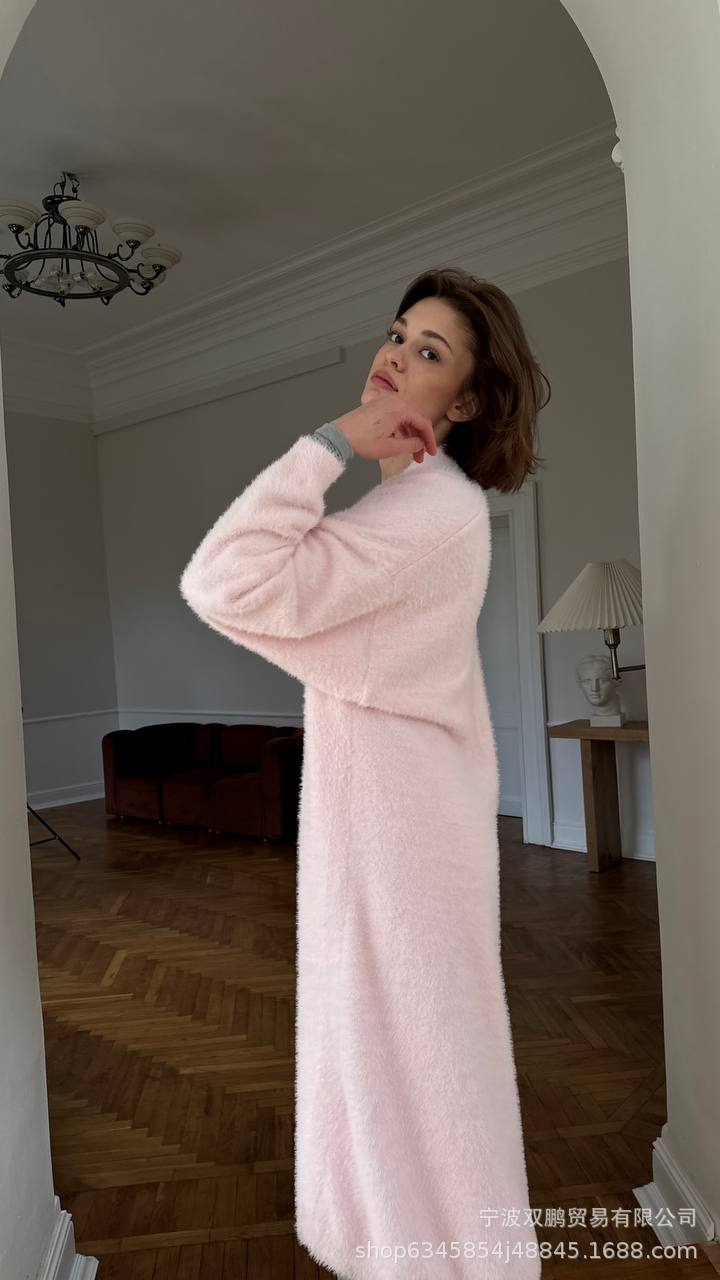 Long Cardigan Sweater with Belt, Fuzzy Open Front