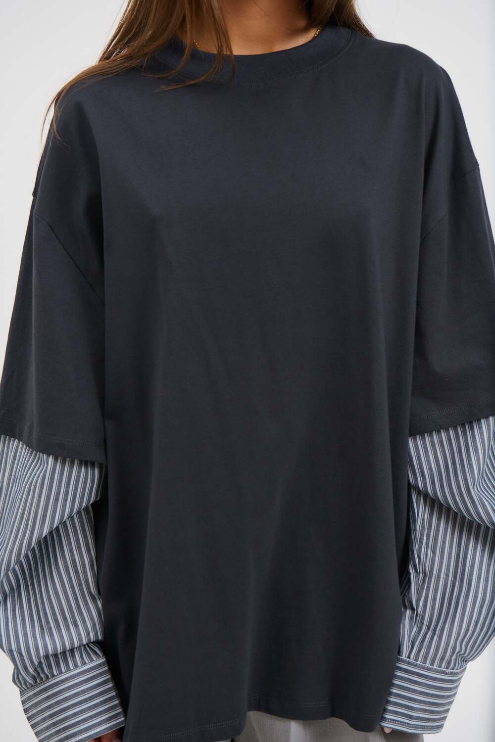 Oversized Layered Long Sleeve Cotton Tee