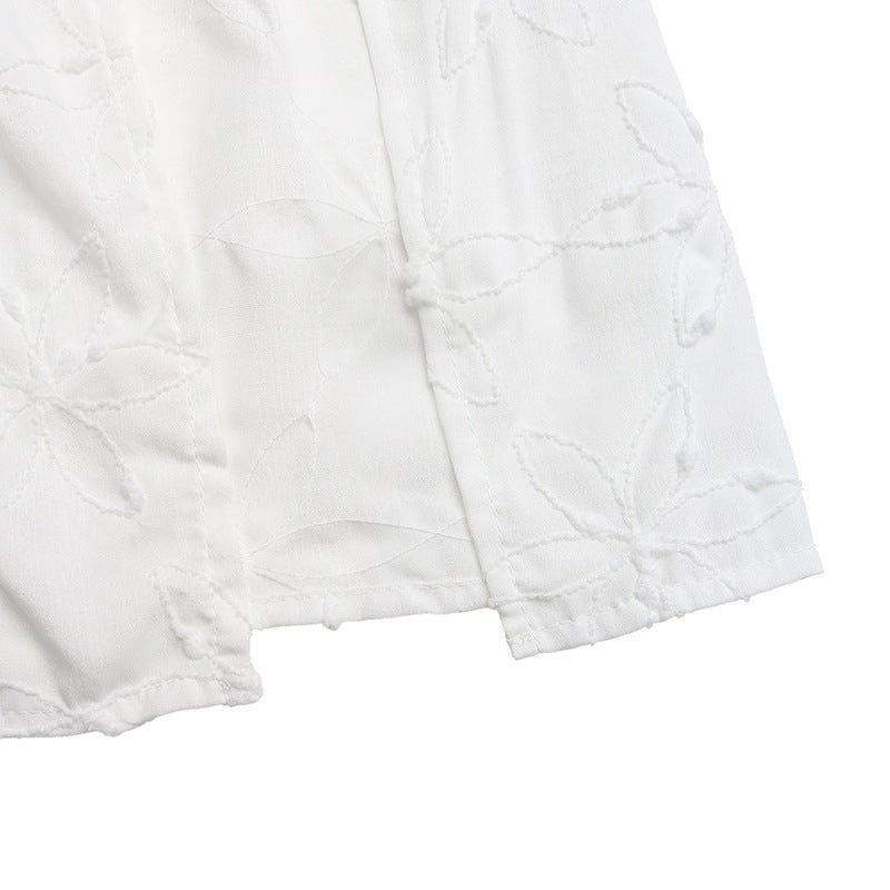 Women High Waist Embroidered Split Maxi Skirt
