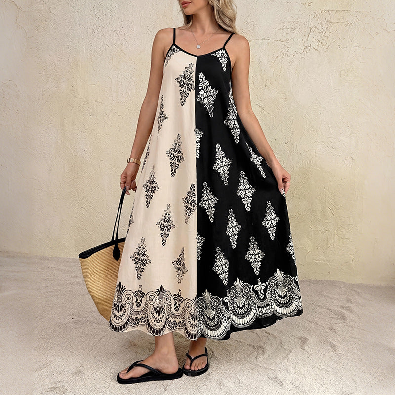 Paisley Boho Maxi Dress Resort Slip Sundress