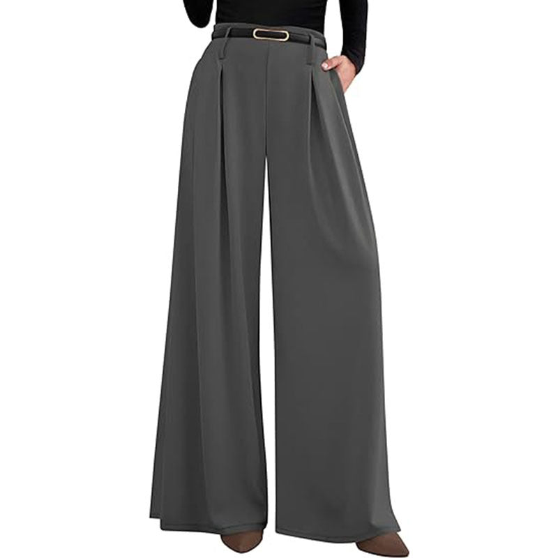 High Waist Wide Leg Flowing Work Trousers for Women