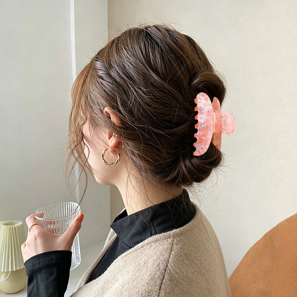 Pearlescent Marble Hair Claw Clip