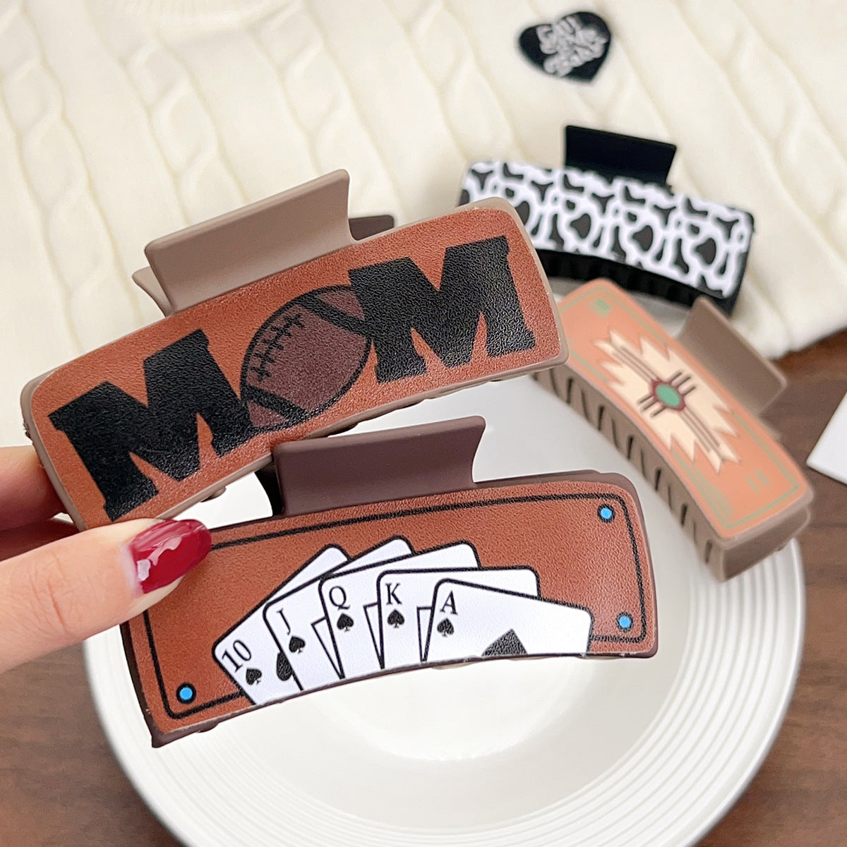 Western Cowgirl Hair Claw Clip, Retro Graphic Print