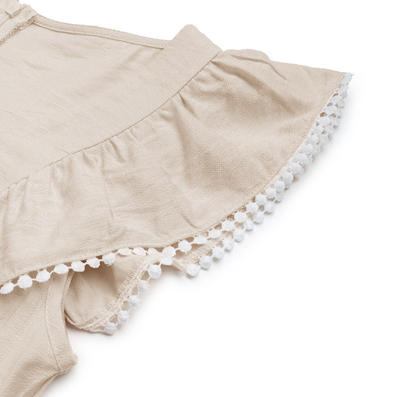 Elegant Summer Wide Leg Jumpsuit with Flutter Sleeves