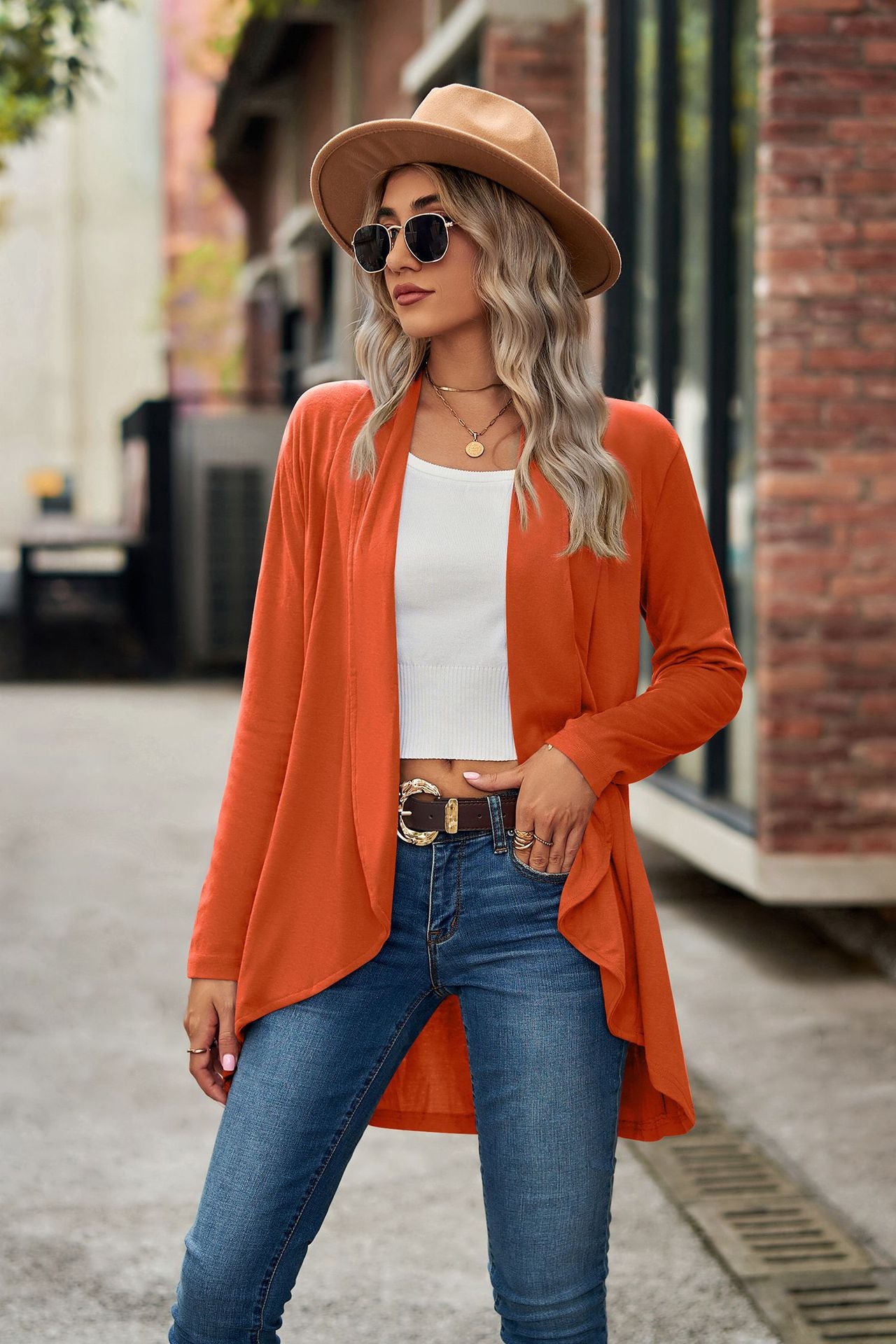 Open Front Knit Cardigan Long Sleeve Casual Sweater