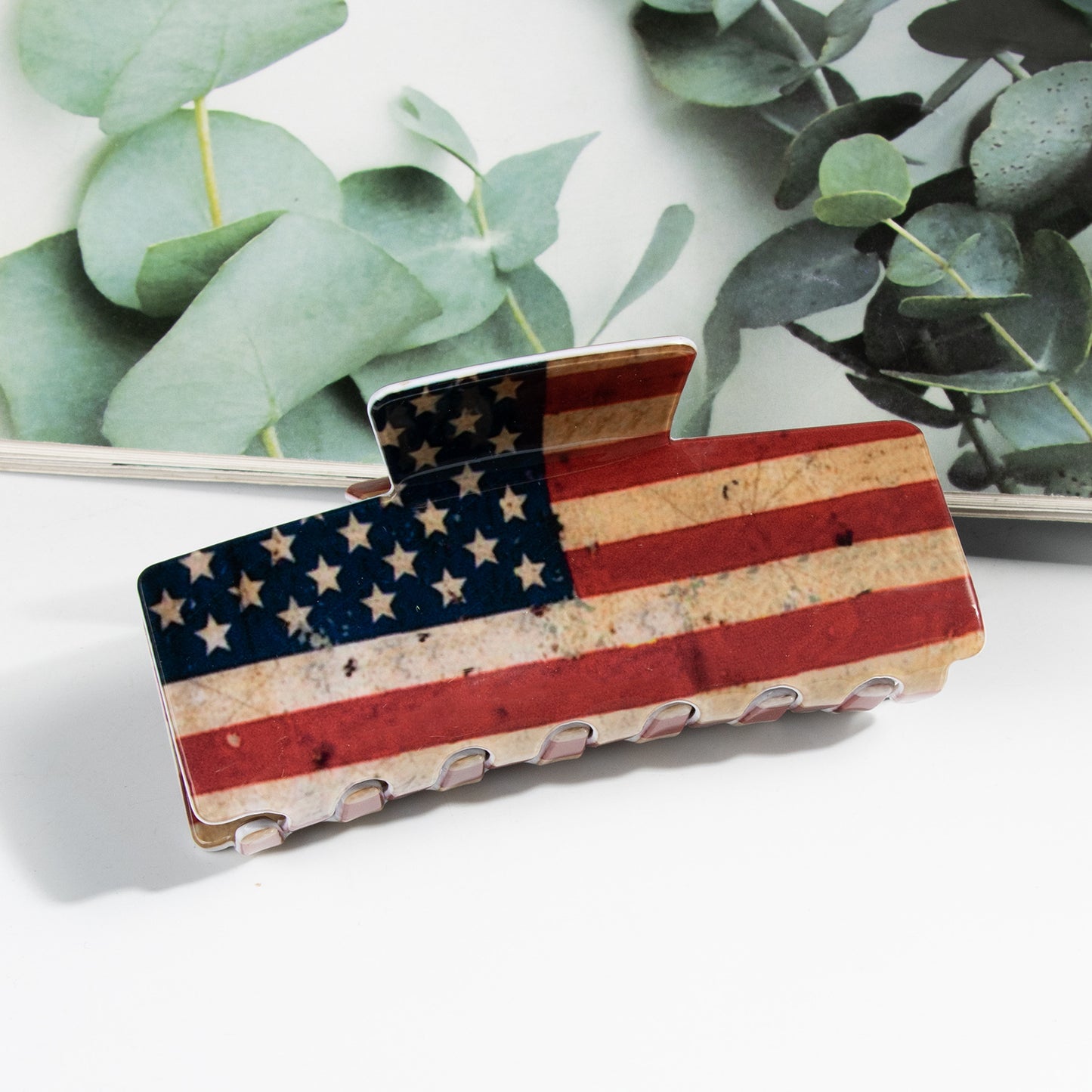 Patriotic American Flag Hair Claw Clip 4th of July Accessory