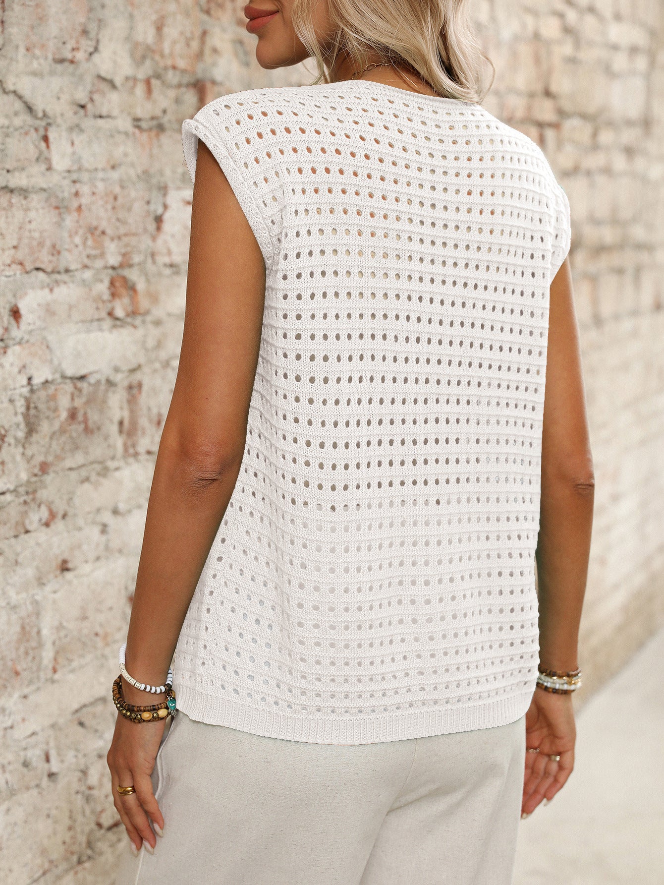 Women's Open Front Hollow Knit Cover Up Summer Top