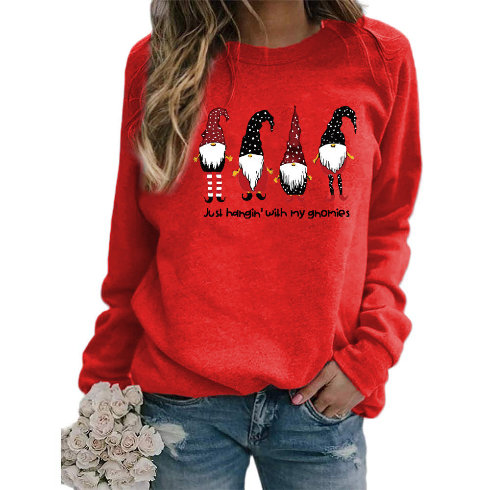 Womens Christmas Gnomes Graphic Crewneck Sweatshirt