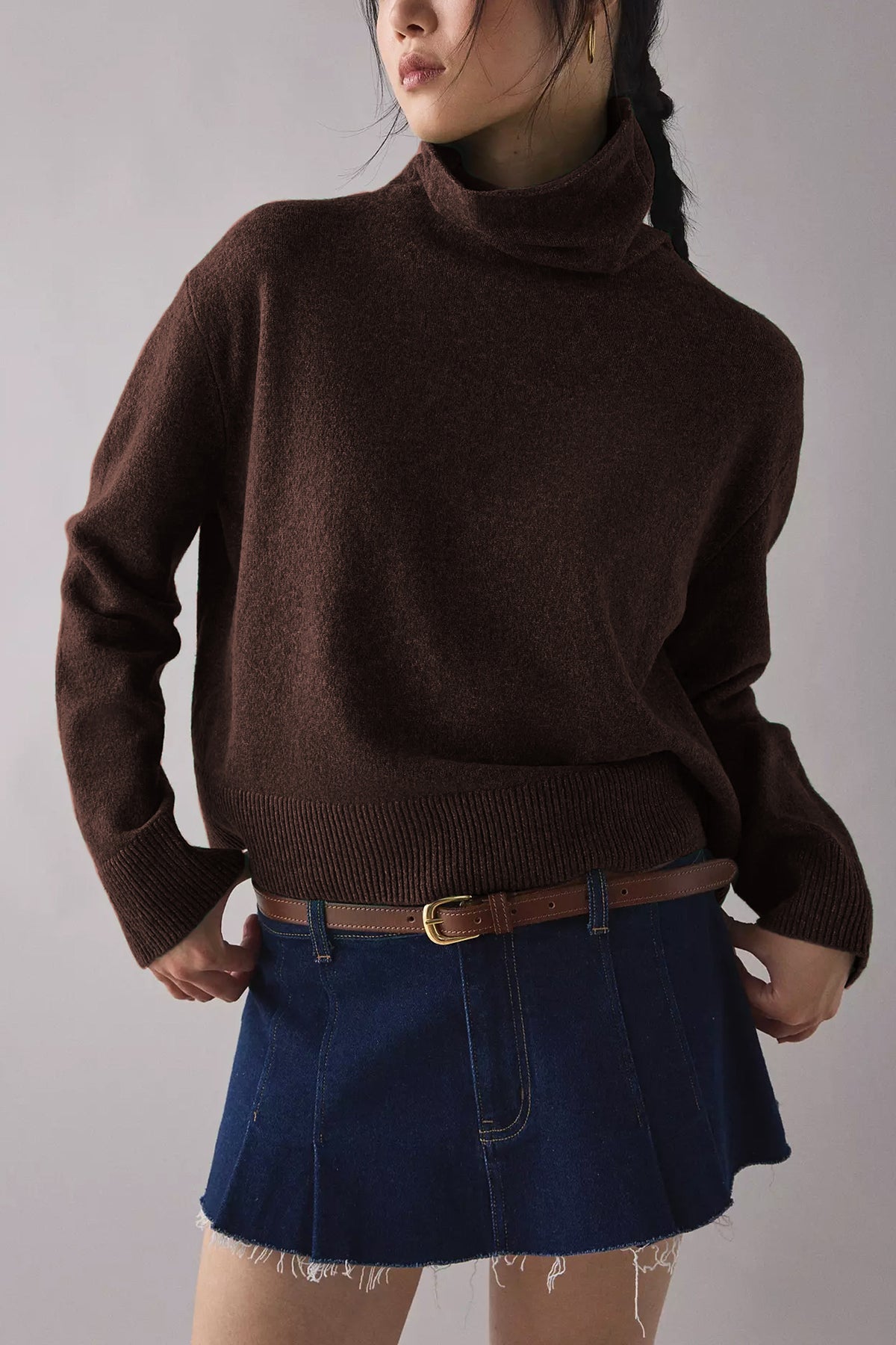 Women's Turtleneck Sweater Chunky Knit Pullover