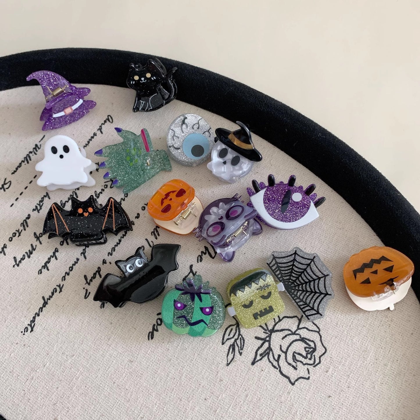 Halloween Mini Hair Claw Clips, Spooky Acrylic Styles