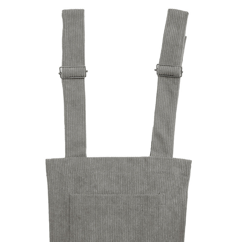 Corduroy Wide-leg Jumpsuit with Adjustable Straps