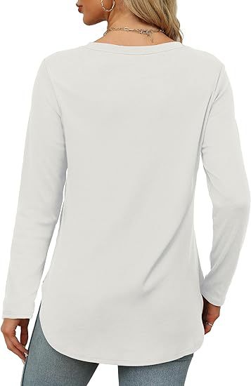 Women's Casual Long Sleeve Tunic Top Round Neck Side Slit