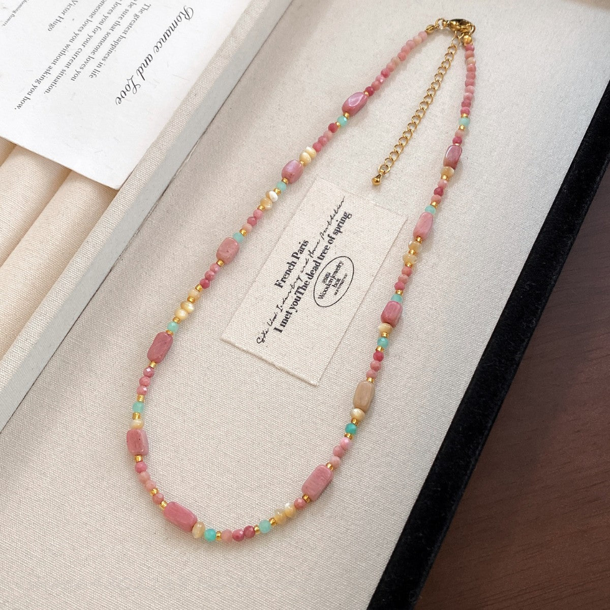 Colorful Natural Stone Beaded Necklace for Women