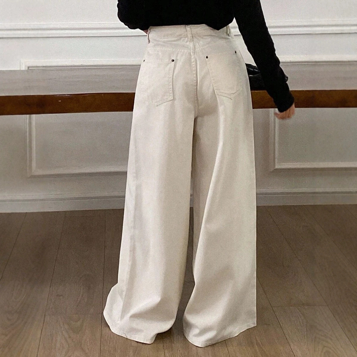 Women's High Waisted Wide Leg Baggy Jeans Casual Cotton