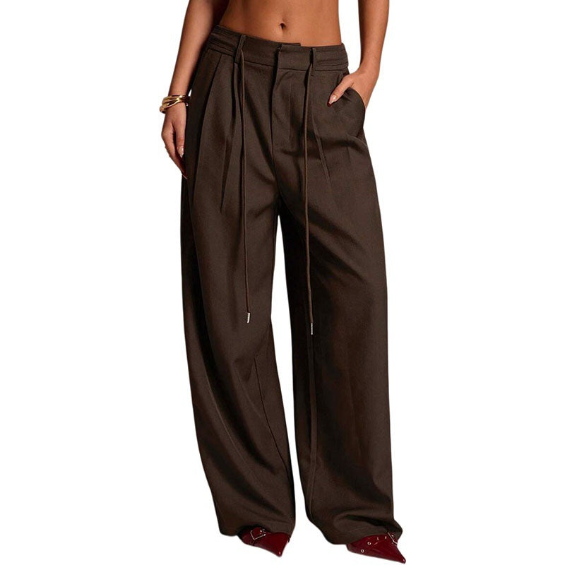 Women's High Waist Tie Wide Leg Dress Pants