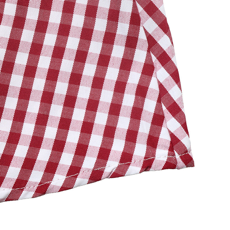 Gingham Bow Mini Dress Long Sleeve Sweet French Style