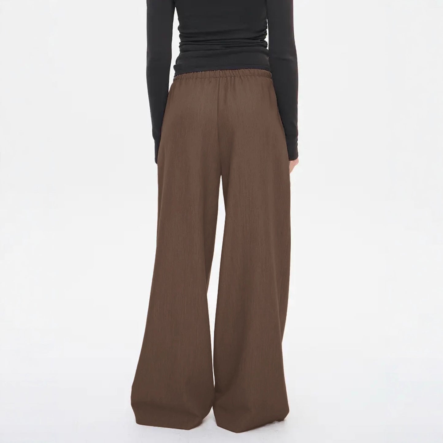Solid Lightweight Pants Casual Elastic Waist Wide Leg