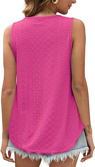 Women's Summer Loose Fit Round Neck Sleeveless Vest Top