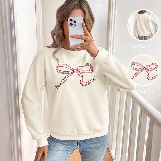 Women's Cute Bow Oversized Crewneck Sweatshirt