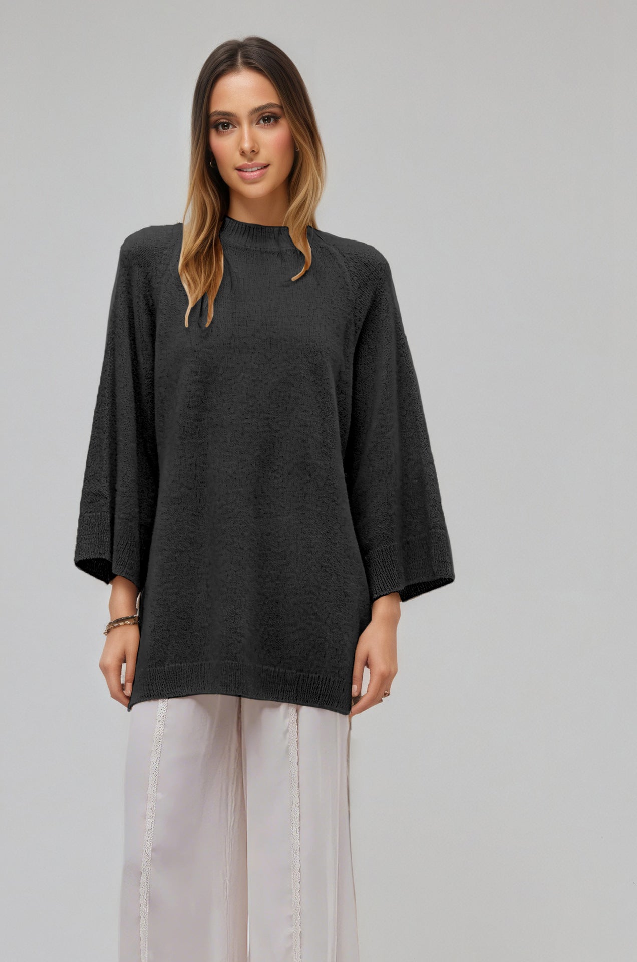 Oversized Crew Neck Knit Sweater Casual Loose Pullover Top
