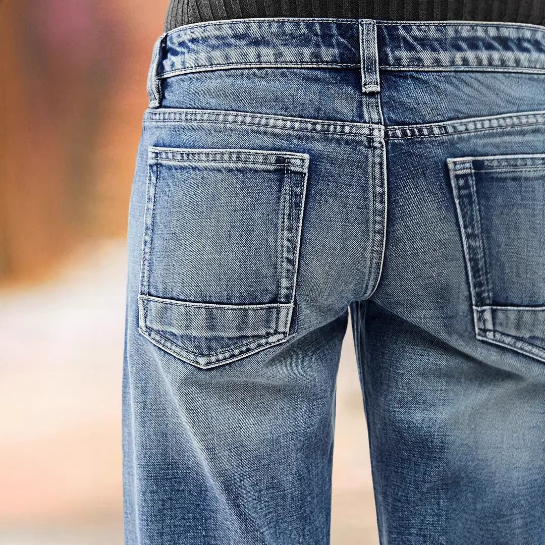 Washed Denim Jeans Vintage High Waist Wide Leg