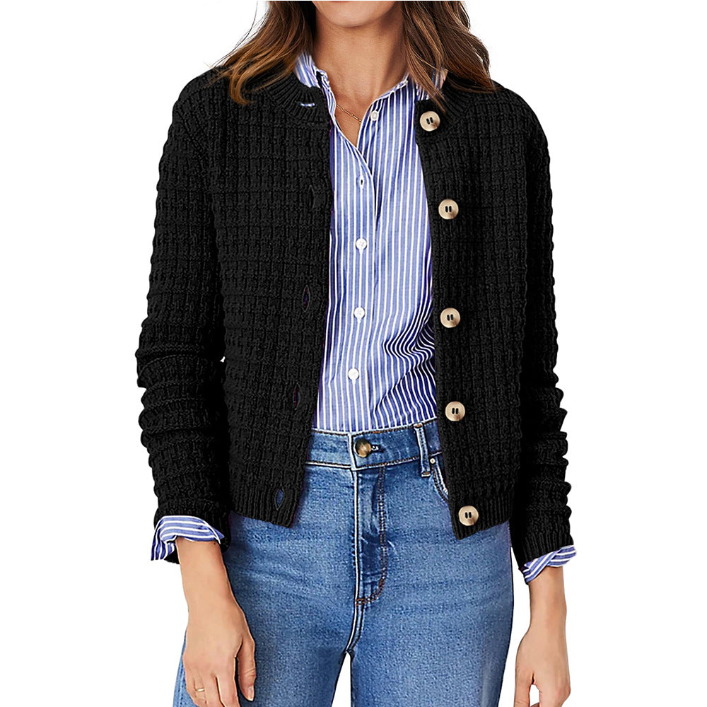 Button-Down Knit Cardigan for Casual Office Wear