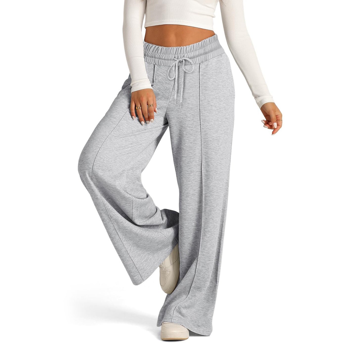 Women’s Wide Leg Pants High Waist Drawstring Casual Trousers