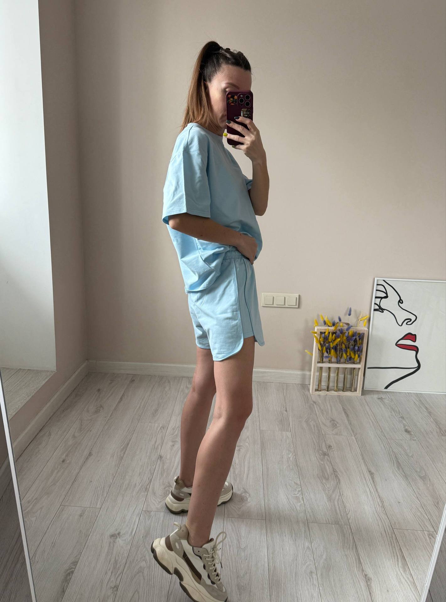 Two Piece Shorts Set, Oversized Tee & Drawstring Shorts
