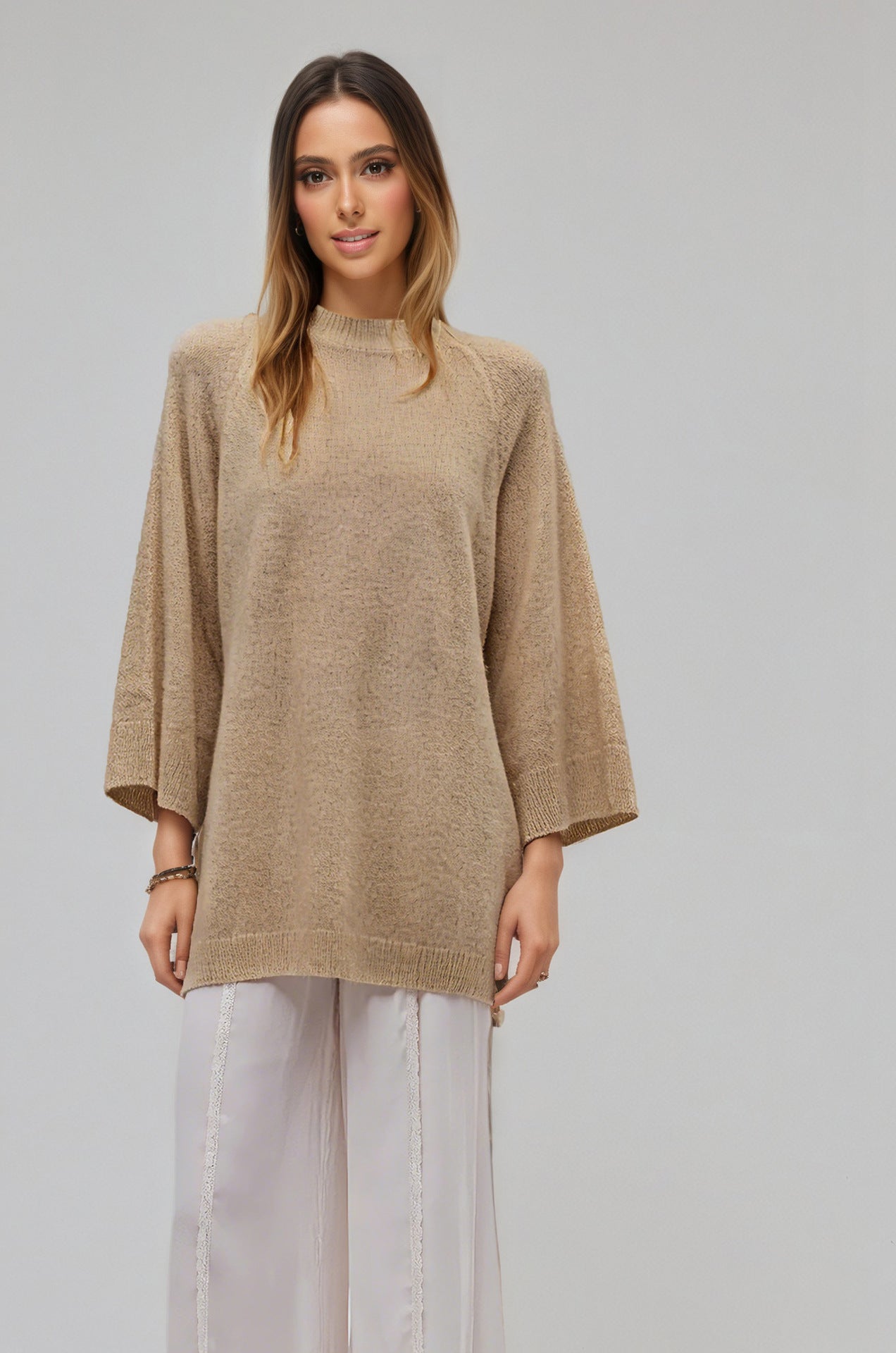 Oversized Crew Neck Knit Sweater Casual Loose Pullover Top
